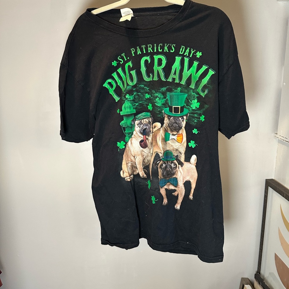 Fruit of the Loom Black St. Patrick's Day Pug T-Shirt